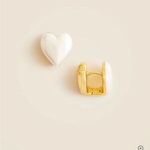 J. Crew Gold and Cream Heart Earrings